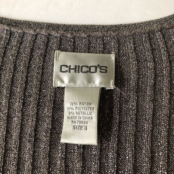 Chico’s Gray and Silver Metallic Sleeveless Tank. - Picture 3 of 6